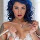 ness suicide, dyed hair, blue hair, glasses, white lingerie, lingerie, tattoo, bra, suicide wallpaper