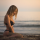cynthia lozano, beach, sea, black bikini, smiling wallpaper
