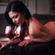 oksana bast, nude, ass, black hair, wine glass wallpaper