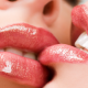 lesbians, red lipstick, teeth, nose, kiss wallpaper