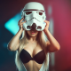 helmet, blonde, black bra, star wars, stormtrooper, mask, sexy wallpaper