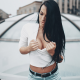 boobs, portrait, pierced navel, outdoors, moscow, black hair, sexy wallpaper