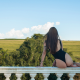 ass, landscape, sitting, long hair, sky, barefoot, outdoors, tattoo wallpaper