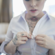 voly suicide, suicide girls, tattoo, supergirl, black hair, undressing, blouse wallpaper