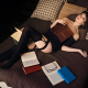 olya pushkina, women, book, in bed, model, stockings, sexy wallpaper