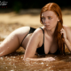 megan deluca, model, outdoors, redhead, freckles, bikini, swimsuit, wet body, wet, beach, sexy wallpaper