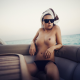 carolin pauli, playboy, yacht, sea, tanned, tits, boobs, dark nipples, topless, sunglasses wallpaper