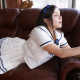 tokyo doll, model, sailor uniform, knee-highs, sofa, brunette, school uniform, shoolgirl wallpaper