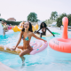 swimming pool, bikini, laughing, water, wet, smile, skinny wallpaper
