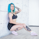 redkaya, model, tattoo, dyed hair, blue hair, smiling, suicide girls, sexy, sport wallpaper