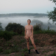 tatiana mertsalova, outdoors, bodysuit, tattoo, boots, fog, forest wallpaper