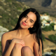 venice lei, brunette, city, smiling, tanned, red lips wallpaper
