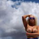 lucy james, tanned, topless, boobs, big tits, nipples, sunglasses, handbra wallpaper