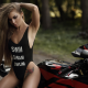 brunette, swimsuit, motorcycle, honda, outdoors, long hair wallpaper