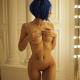 inga q, shaved pussy, boobs, handbra, big tits, blue hair, sexy wallpaper