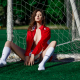 disha shemetova, knee socks, ball, synthetic grass, closed eyes, sitting, tits, football wallpaper