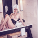 chiara arrighi, playboy, bathroom, boobs, tits, nipples, model, brunette, lipstick wallpaper