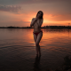 rada romanova, sunset, river, topless, panties, brunette wallpaper