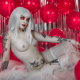 genevieve, naked, pale skin, tits, boobs, nipples, fishnet, red lips, suicide girls wallpaper