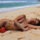 murbo dagldian, nude, belly, beach, sand, sea, closed eyes, strategic covering, sand covered, hot, perfect, sexy wallpaper