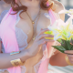 boobs, necklace, lily, bouquet, flowers, big tits wallpaper