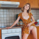 alice nekrasova, legs, tits, blonde, cute, smiling, nipples, shaved pussy, pussy, kitchen wallpaper