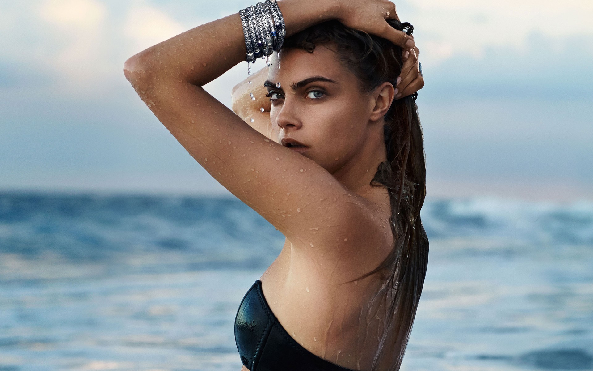 Download 1920x1200 cara delevingne, mannequin, wet, beach, bikini, hot,  sexy, model Porno Photos, Erotic Wallpapers