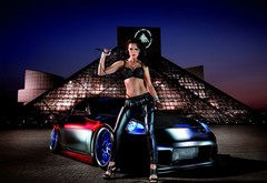 model, Irina Shayk, Kristin Zippel, car, night wallpaper