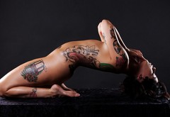 brunette, tattoo, beauty, nude, art, ekspozicya wallpaper