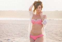 brown hair, sea, swimsuit, beach, sexy, piercing, fashion, Irina Shayk, posing, Aida Ridic wallpaper
