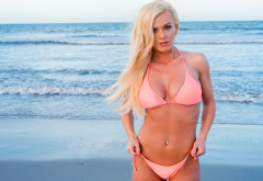 Aida Ridic, blonde, bikini, sea, beach wallpaper