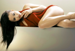 christina milian, sexy, legs, oiled, brunette, red dress wallpaper