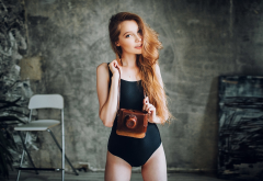 model, camera, one-piece swimsuit, camera wallpaper