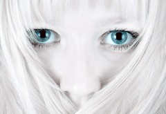eyes, hair, white wallpaper