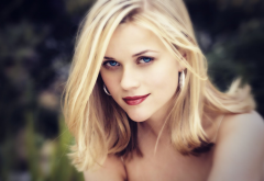 reese witherspoon, , blonde, red lips, face wallpaper
