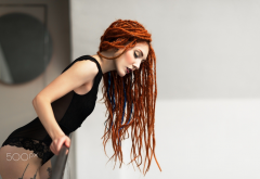 luca foscili, model, one-piece, lingerie, dreadlocks, redhead wallpaper
