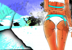 ass, sexy ass, bikini, art, digital art, artwork wallpaper