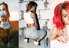 ura pechen, women, model, big ass, collage, skirt, tattoo, milk, non nude wallpaper