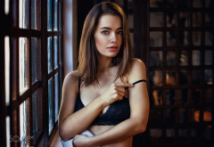 lidia savoderova, model, black lingerie, brunette, bra, black bra, sexy wallpaper