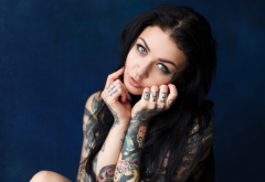 tattoo, portrait, piercing, nose rings, black hair, pierced nose wallpaper