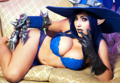 jessica nigri, cosplay, boobs, big tits, bra, blue bra, lingerie wallpaper