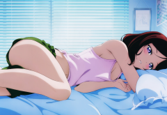 love live, nishikino maki, in bed, legs, anime wallpaper