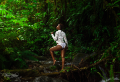 model, ass, white panties, jungle, ebony, wet wallpaper