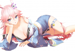 anime, honkai impact, busty, kimono wallpaper