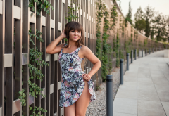 summer dress, long hair, outdoors, galitsky park, smiling wallpaper