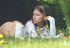 ass, grass, leotard, portrait, outdoors, brunette wallpaper