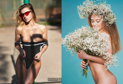 collage, flowers, boobs, tits, sexy, sunglasses wallpaper